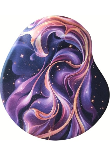 Oval Gece Desenli Bilek Destekli Kaymaz Taban Bilgisayar Notebook Mouse Pad -Mausa Pad