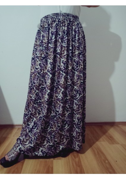 Beli Lastikli Desenli Penye Kumaş Maxi Boy Anne Etek %100 Pamuk 38BEDEN 100KG