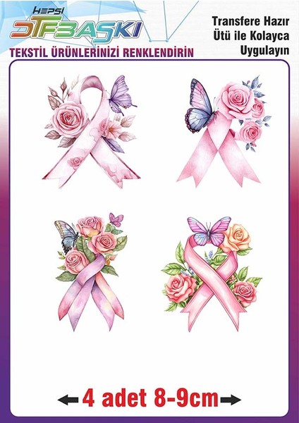 Ütü ile Kumaşa Yapışan Kurdele Kelebek Çiçek Dtf Baskı