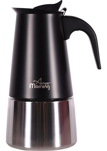 Paslanmaz Çelik Moka Pot, 300 Ml, Indüksiyonlu, Siyah, Espresso Kahve Makinesi fiyatları