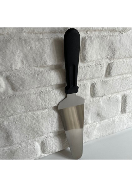 Siyah Saplı Üçgen Paslanmaz Çelik Börek Pasta Sıvama Kek Pide Baklava Pizza Spatulası Servis Ekipmanı