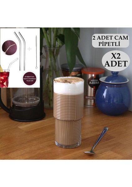 Beyaz 400 ml Cam Kaplar, 2 Adet Pipetli Kahve ve Soğuk Içecek Bardakları fiyatları