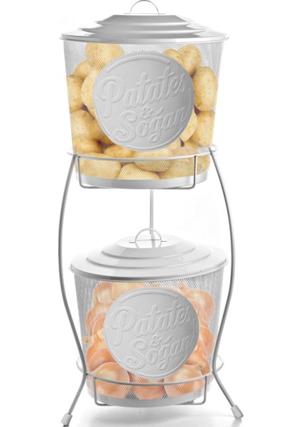 Çift Katlı Metal Sebze Kovası, Patates ve Soğan Saklama Sepeti fiyatları