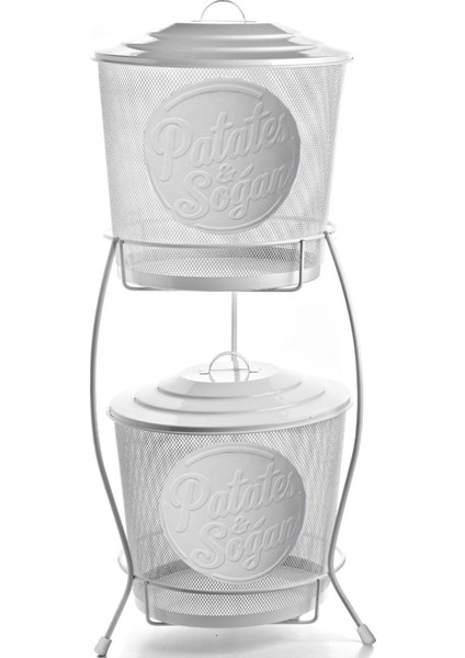 Çift Katlı Metal Sebze Kovası, Patates ve Soğan Saklama Sepeti modelleri