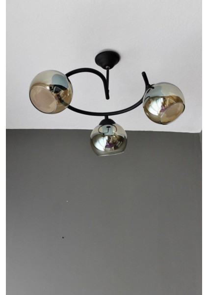 Şık Füme Camlı Deniz Temalı 3'lü Sarkıt Avize, Modern Dekorasyon Için Ideal