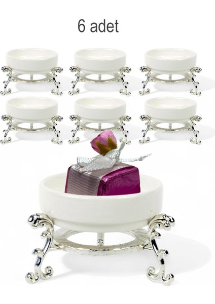 Şık 6'lı Ayaklı Porselen Lokumluk Seti, Zarif ve Kullanışlı Tasarım