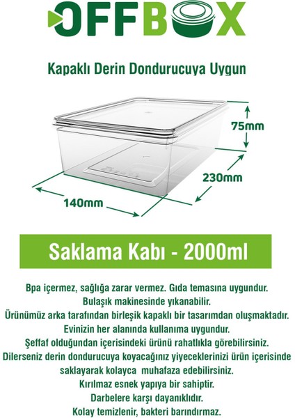 Beyaz 10'lu Sızdırmaz Kapaklı Derin Dondurucu ve Mikrodalga Uyumlu Saklama Kabı