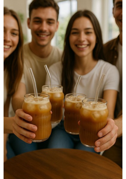 6’lı Cam Buzlu Soğuk Kahve Bardağı Seti, Pipet Hediye, 700 ml fırsatları