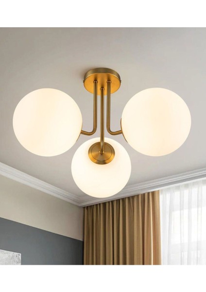 Modern Beyaz Camlı Tavana Asma Avize, Şık ve Zarif Tasarım