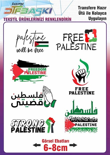 Ütü ile Kumaşa Yapışan Free Palestine Pray Özgür Filistin Baskı