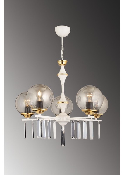 Şık 5'li Füme Glop Camlı Kristal Avize, Yüksek Kalite ve Modern Tasarım fiyatları