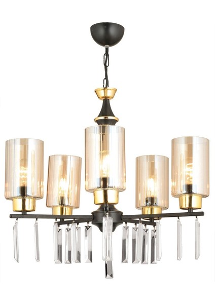 Şık 5'li Siyah Silindir Camlı Kristal Avize, Yüksek Kalite ve Estetik Tasarım fırsatları