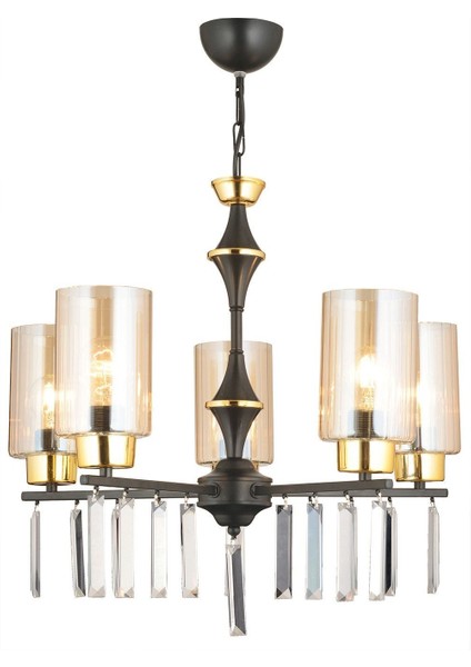 Şık 5'li Siyah Silindir Camlı Kristal Avize, Yüksek Kalite ve Estetik Tasarım indirimleri