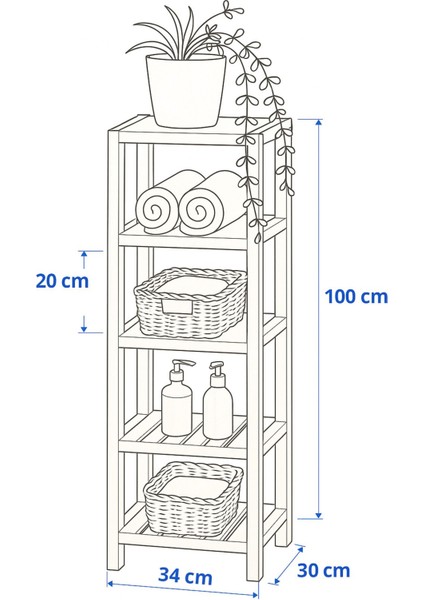 Ladin 5 Raflı Ahşap Banyo Dolabı fiyatları