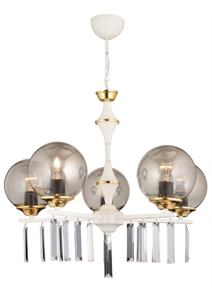 Şık 5'li Füme Glop Camlı Kristal Avize, Yüksek Kalite ve Modern Tasarım fırsatları