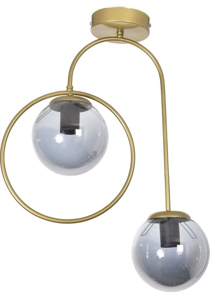 Füme Camli Modern 2'li Avize, Mutfak, Yatak Odası ve Hol Dekorasyonu Için Şık Işık