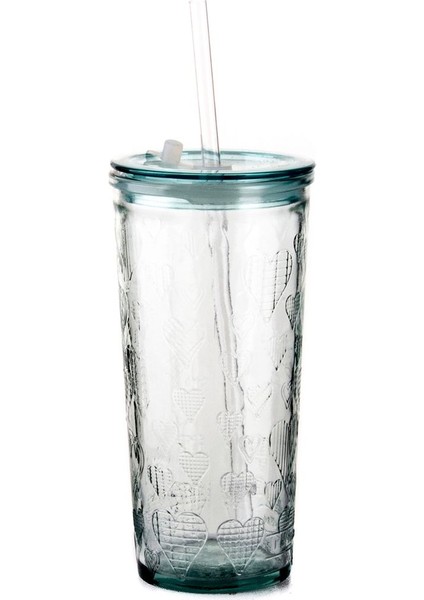 Kalpli Tasarımlı 500 ml Pipetli Şeffaf Bardak, Şıklık ve Kullanım Kolaylığı Sağlar.