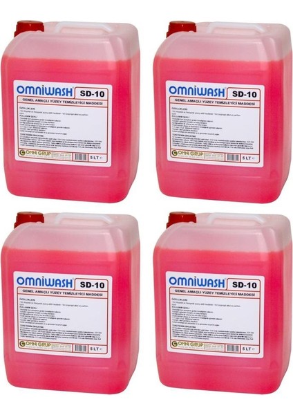 Sd-10 Genel Amaçlı Yüzey Temizleyici Parfümlü 5 Litre 4 Adet