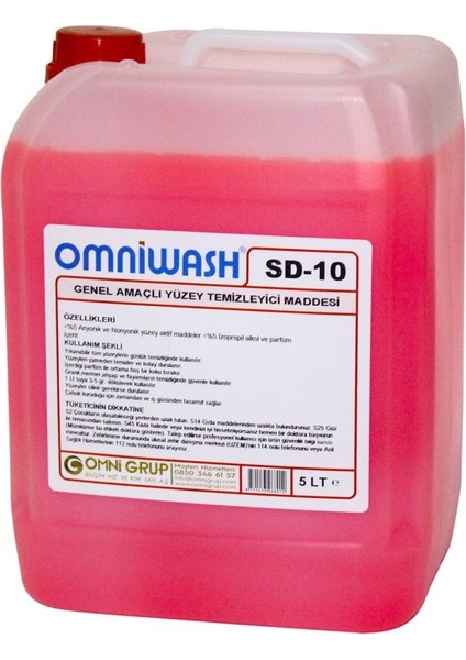 Sd-10 Genel Amaçlı Yüzey Temizleyici Parfümlü 5 Litre 4 Adet fiyatları