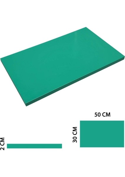 Yeşil Polietilen Kesme Tahtası 30X50X2 Cm, Dayanıklı ve Hijyenik Kullanım Sağlar.