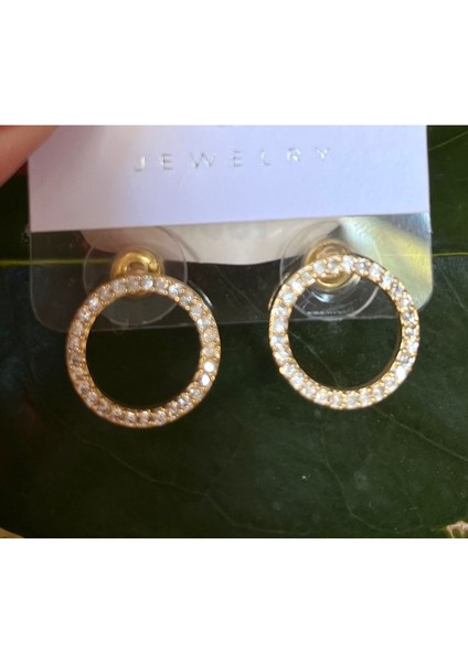 Gold Renk Lüks Gösterişli Daire Figürlü Küpe