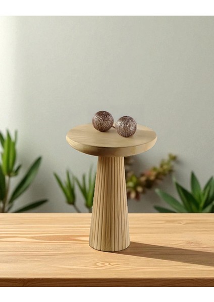 Üst Kalite Çizgili Fitilli Mantar Yan Sehpa (Büyük Boy) - Doğal fiyatları