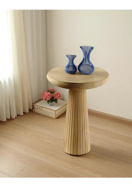 Üst Kalite Çizgili Fitilli Mantar Yan Sehpa (Büyük Boy) - Doğal modelleri