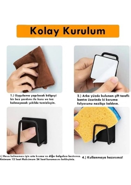 Siyah Bulaşık Süngeri Tutucu Evye Düzenleyici Askı 1 Adet modelleri