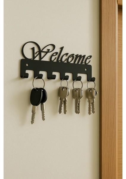 Şık Metal Anahtarlık Askısı, Duvar Tipi, Siyah Renkli Keyifli Kullanım