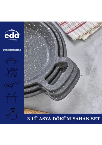 Döküm Granit Lüks Sahan Seti 3'lü, 16-20 Cm, Şık ve Dayanıklı Mutfak Gereci fiyatları
