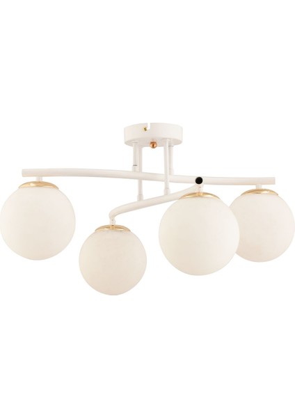Dörtlü Beyaz Camlı Plafonyer Avize, Salon, Yemek, Yatak Odası, Hol Için Işıklandırma modelleri