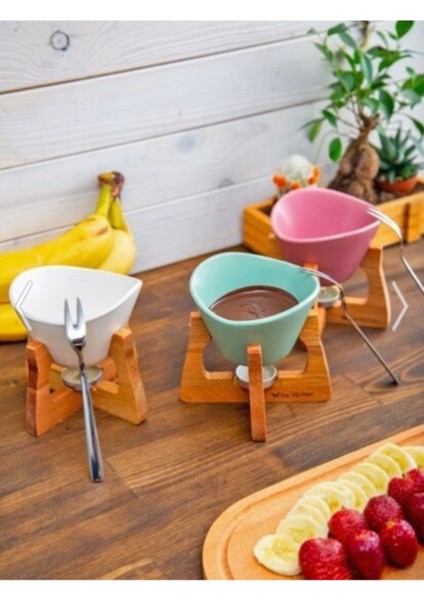 3 Renkli Kafe Tipi Fondü Seti Aile Boyu Keyifli Anlar Için