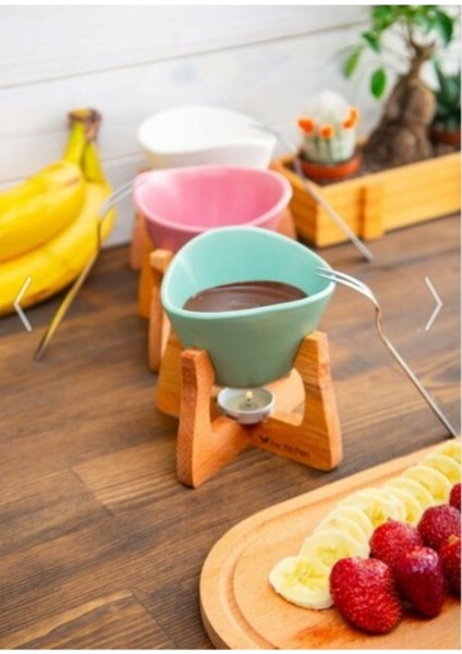 3 Renkli Kafe Tipi Fondü Seti Aile Boyu Keyifli Anlar Için fiyatları