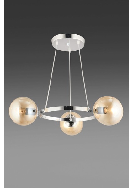 Modern 3'lü Krom Halka Bal Glop Camlı Avize, Şık ve Zarif Aydınlatma Seçeneği modelleri