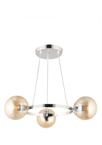 Modern 3'lü Krom Halka Bal Glop Camlı Avize, Şık ve Zarif Aydınlatma Seçeneği fırsatları