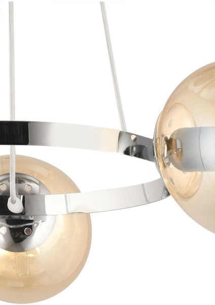 Modern 3'lü Krom Halka Bal Glop Camlı Avize, Şık ve Zarif Aydınlatma Seçeneği indirimleri