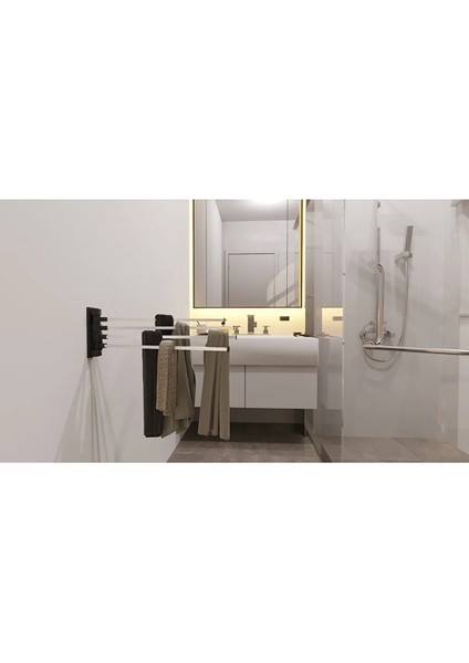 Gri 4 Askılı Alüminyum Havluluk, Banyo ve Mutfak Için Şık ve Kullanışlı Tasarım