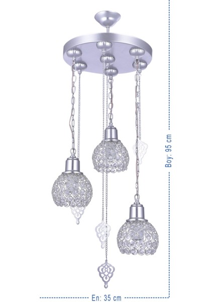 Şık 3’lü Sarkıt Avize Gümüş Renkli Modern Tasarım fiyatları