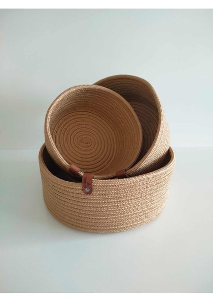 Yuvarlak Hasır Çok Amaçlı Sepet Seti, Banyo ve Mutfak Organizerleri