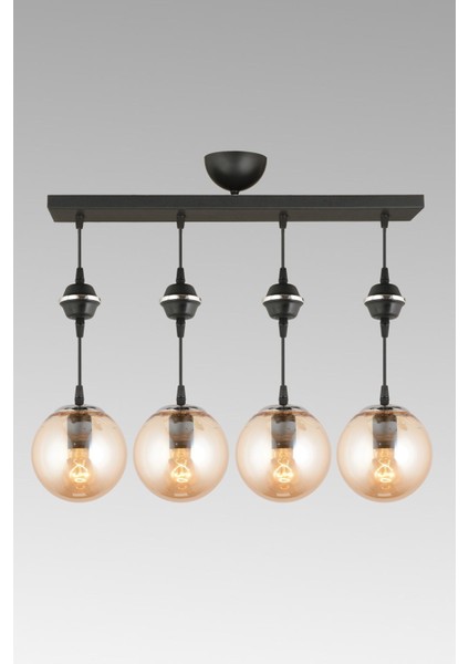 Siyah 4'lü Bal Glop Top Camlı Şık Asma Avize fiyatları