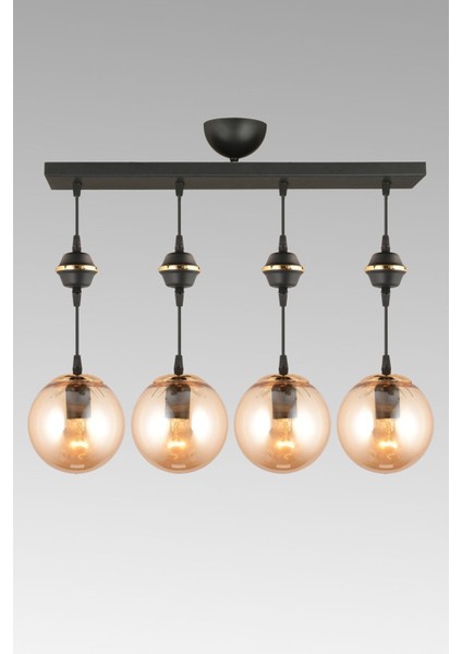 Siyah 4'lü Bal Glop Top Camlı Şık Asma Avize modelleri