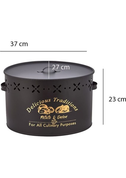 Siyah Metal Bölmeli Patates ve Soğan Saklama Kabı 18 Lt modelleri
