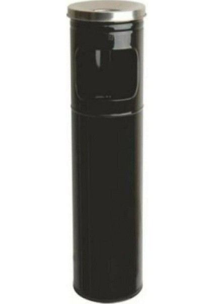 10 Lt Paslanmaz Kolon Küllük, Ayaklı, Dış Mekan, Siyah, Pratik Çöp Kutusu