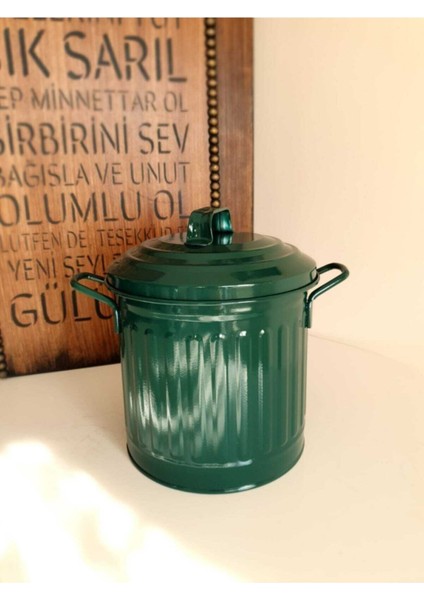 Yeşil Galvaniz Tezgah Üstü Çöp Kovası 4 Lt, Dayanıklı ve Pratik Kullanım Sağlar indirimleri