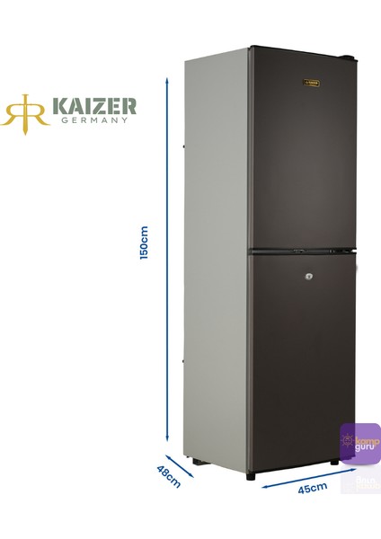 KAiZER Germany 240 Buzdolabı ALTTAN BUZLUK -Antrasit 12 volt / 24 volt