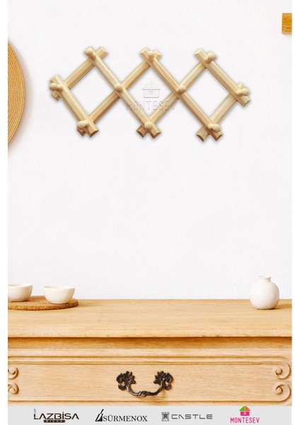 Doğal Ahşap Dekoratif Duvar Askısı, Şık ve Fonksiyonel Elbise Askılığı