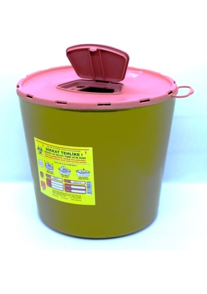 5 Adet 5 Lt Taşınabilir Kesici ve Delici Tıbbi Atık Kutusu, Sarı Renk