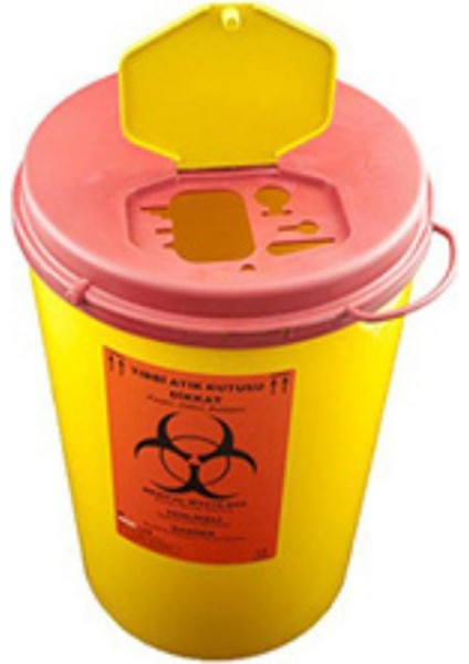 10 Adet Plastik Tıbbi Atık Kutusu, 10 Litre, Kilitli Kapak, Sarı Renk