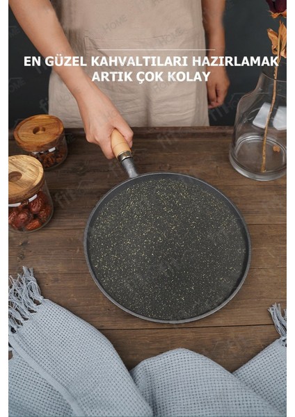 36 cm Döküm Gözleme Tavası, Çıkarılabilir Sap ile Fırında Güzel Lezzetler modelleri