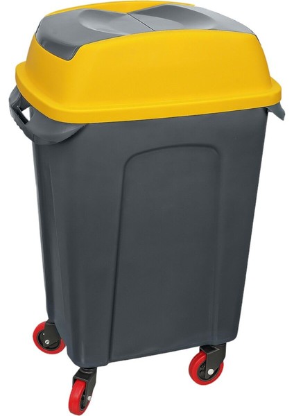 50 Lt Tekerlekli Çöp Kovası Antrasit Gövde Sarı Kapak
